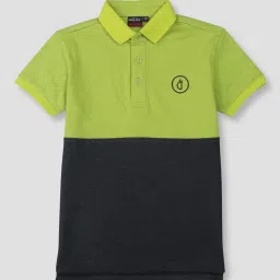 Gini & Jony Kids Green & Black Color Block Polo T-Shirt image 1
