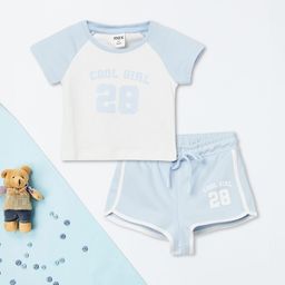 max Girls Printed Round Neck Pure Cotton T-Shirt With Shorts-picture-22