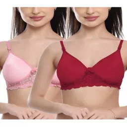 fims FIMS: Fashion is my Style Pink & Maroon Lace Work Everyday Bras - Pack Of 2 image 1