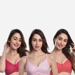 fims FIMS: Fashion is my Style Pink & Coral Everyday Bras - Pack Of 3 image 1