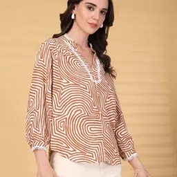Gipsy Brown Regular Fit Printed Top image 4