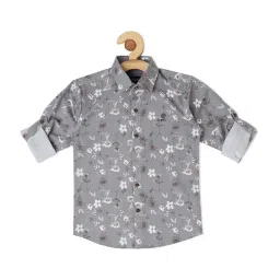 Cavio Kids Grey Cotton Floral Print Full Sleeves Shirt image 1