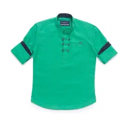 Cavio Kids Teal Blue Cotton Regular Fit Full Sleeves Shirt image 1