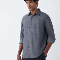 Ascot by Westside Charcoal Checks Design Relaxed-Fit Cotton-Blend Shirt-image-6