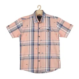 Cavio Kids Peach Cotton Chequered Shirt image 1