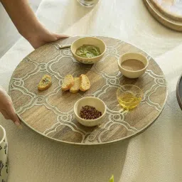 Ellementry Inlak Brown Wood Lazy Susan image 1