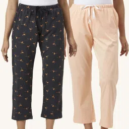 Dreamz by Pantaloons Peach Black Cotton Printed Pyjamas image 1