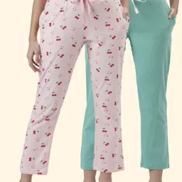 Dreamz by Pantaloons Peach Green Cotton Printed Pyjamas image 1
