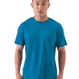 The Souled Store Teal Blue Regular Fit Crew T-Shirt image 1