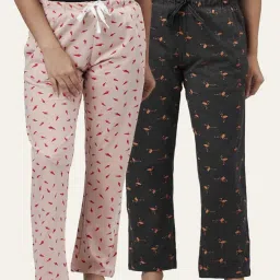 Dreamz by Pantaloons Peach Black Cotton Printed Pyjamas image 1