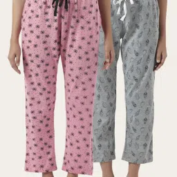Dreamz by Pantaloons Grey Pink Cotton Printed Pyjamas image 1