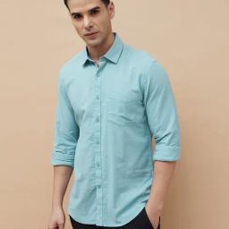 Code By Lifestyle Teal Blue Slim Fit Shirt-picture-13