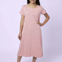 YU by Pantaloons Pink Cotton Printed Nighty image 1
