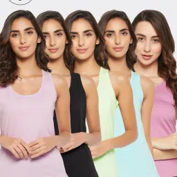 Clovia Multicolor Cotton Camisole (Pack Of 5) image 1