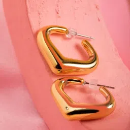 Priyaasi Solid Heart Glam Golden Hoop Earrings image 1