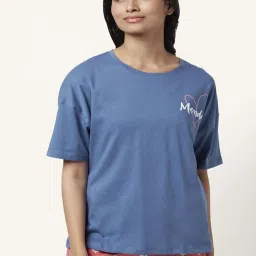 Dreamz by Pantaloons Blue Cotton Graphic Print T-Shirt image 1