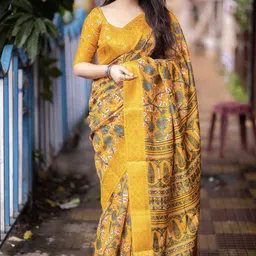 DIVASTRI Ethnic Motifs Zari Silk Blend Saree-picture-24