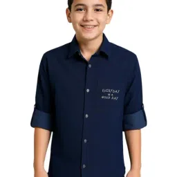 Cavio Boys Navy Cotton Regular Fit Shirt-picture-21