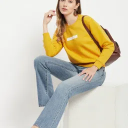 MADAME Mustard Fleece Graphic Print Sweatshirt image 4