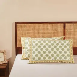 Fabindia Teal Ambara Printed Cotton Pillow Covers Set Of 2-image-53