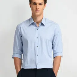 Arrow New York Blue Cotton Slim Fit Striped Shirt-picture-36