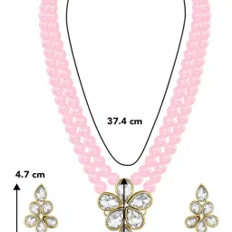 Peora Gold-Plated Crystal Pearl Long Necklace with Drop Earrings Ethnic Jewellery Set image 5