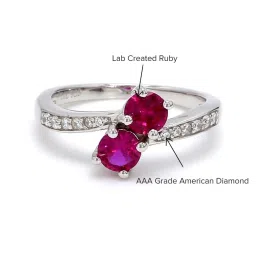 ornate jewels 925 Silver Red Ruby and American Diamond Bypass Engagement Ring for Women & Girls image 2