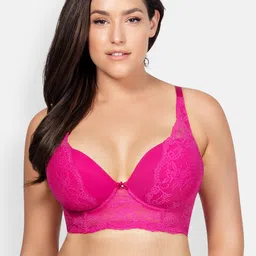 PARFAIT Plus Size Fuchsia Pink Lace Underwired Lightly Padded Plunge Bra P5351-image-14