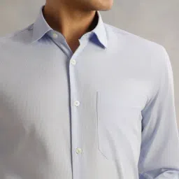 Thomas Scott Blue Cotton Regular Fit Shirt image 5