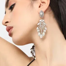 Sohi Gold Plated Designer Stone Party Dangler Earrings image 3