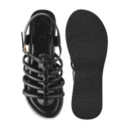 Shoetopia Women's Black Ankle Strap Wedges image 3