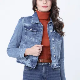 Tokyo Talkies Women Blue Solid Denim Jacket-picture-33