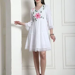 Merira Floral Printed Pure Cotton Fit & Flared Ethnic Dresses-picture-41