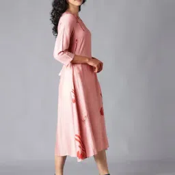 W Pink Floral Print A-Line Dress image 4