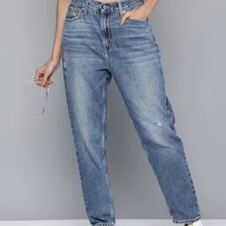 Levis Women Pure Cotton 80s Mom Low Distress Heavy Fade Jeans-image-7