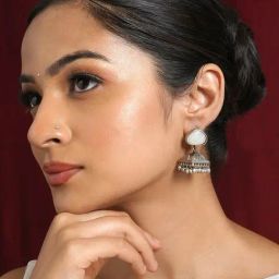 Teejh Karnavati Silver Oxidized White Earrings-picture-48
