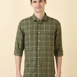 Allen Solly Green Slim Fit Checks Shirt-picture-10