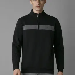 Louis Philippe Black Regular Fit Striped Sweatshirt-picture-30