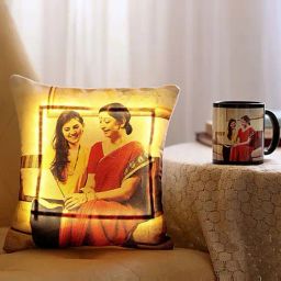 FNP Multicolor Ceramic Personalised Mug & Led Cushion Combo For Mom (325ml) - Set of 2-picture-21