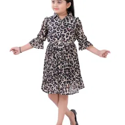 poplins Kids Navy Cotton Printed Dress image 1