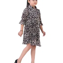 poplins Kids Navy Cotton Printed Dress image 3