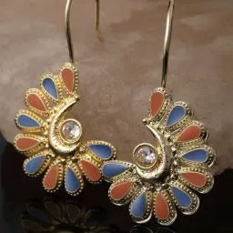 Karatcart Gold-Plated Blue And Maroon Meena Drop Earrings for Women-image-39