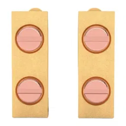 P.C. Chandra Jewellers 14KT Yellow Gold Rectangular Shaped Earrings With Two Rose Gold Dot image 2