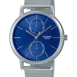 CASIO Men Blue Dial & Silver Toned Bracelet Style Straps Analogue Watch-A2065-picture-24
