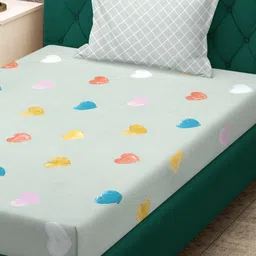 KLOTTHE Green & Yellow Abstract Printed 300 TC Fitted Single Bedsheet Set 2.25 m x 1.50 m image 4