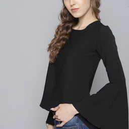 Tokyo Talkies Women Black Solid Top-image-63