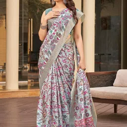 vj fashion Floral Zari Silk Blend Saree-image-69