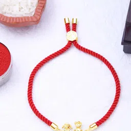 Yellow Chimes Men Red & Gold-Plated Childhood Charm Rakhi-picture-27