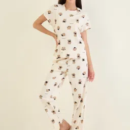 Sweet Dreams Women Teddy Printed Top and Pajama-image-3