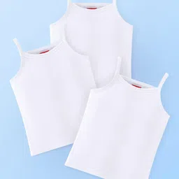 Babyhug 100% Cotton Knit Sleeveless Slips Solid Colour Pack of 3 - White-image-43